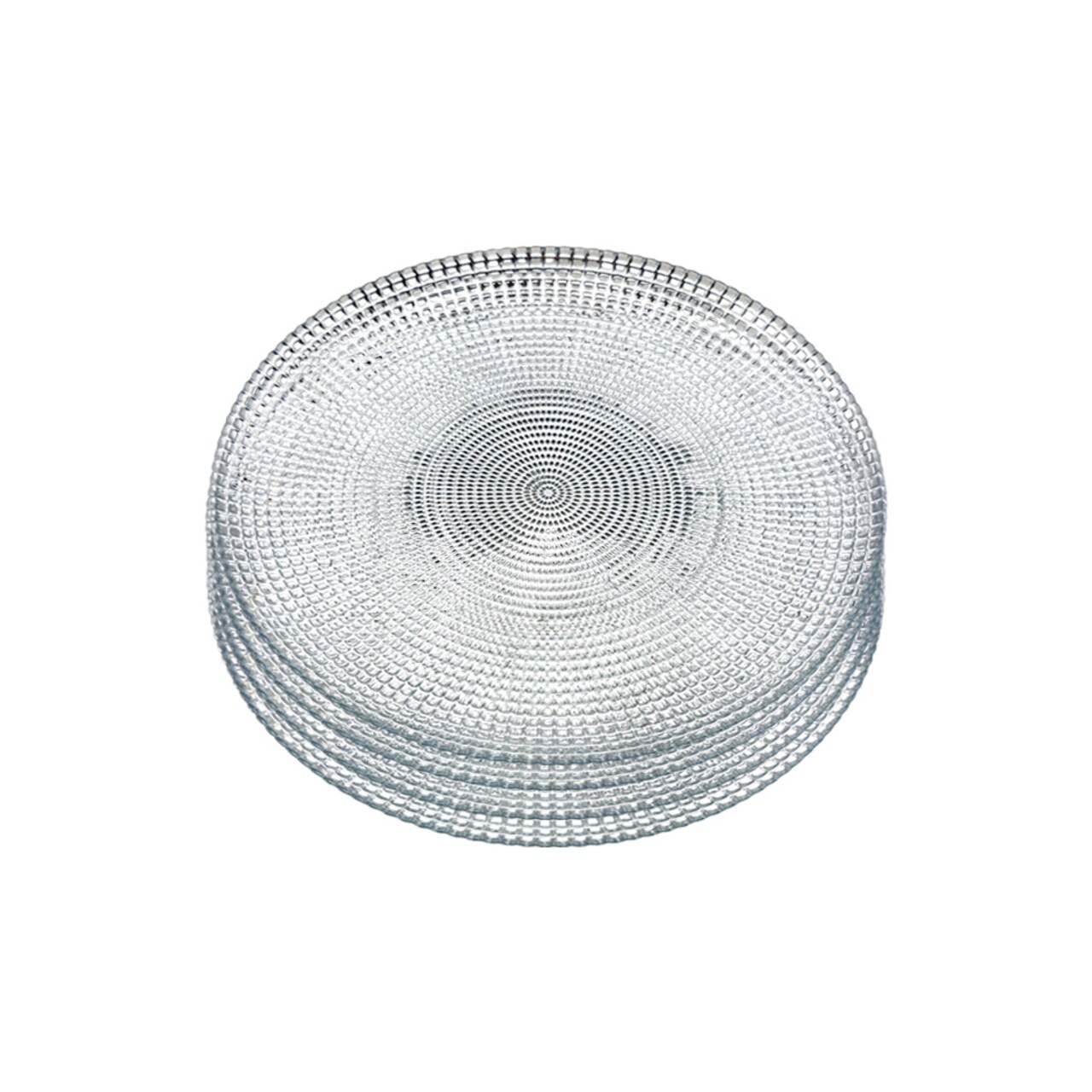 Glass Dinner Plate Decorative Swirl Beaded Pattern 10.75 Inch